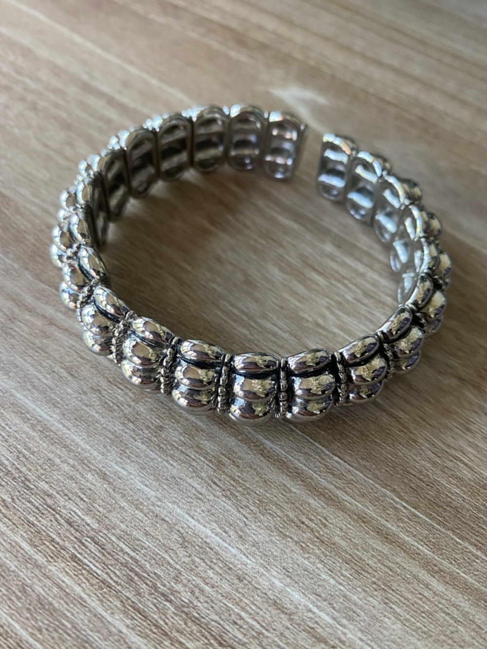 Polished Heavy Silver-Tone Expandable Cuff Bracelet